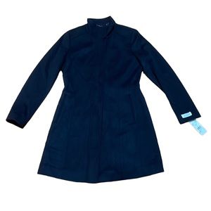 Calvin Klein NWT Precious Fiber Blend Trench Black Zip Size:XL wool/cashmere